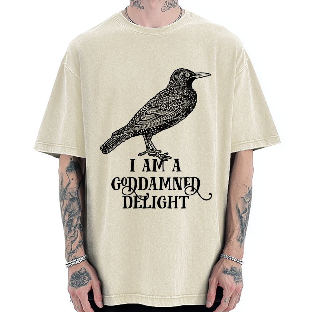 Unisex I Am A Goddamned Delight Printed Washed Tee