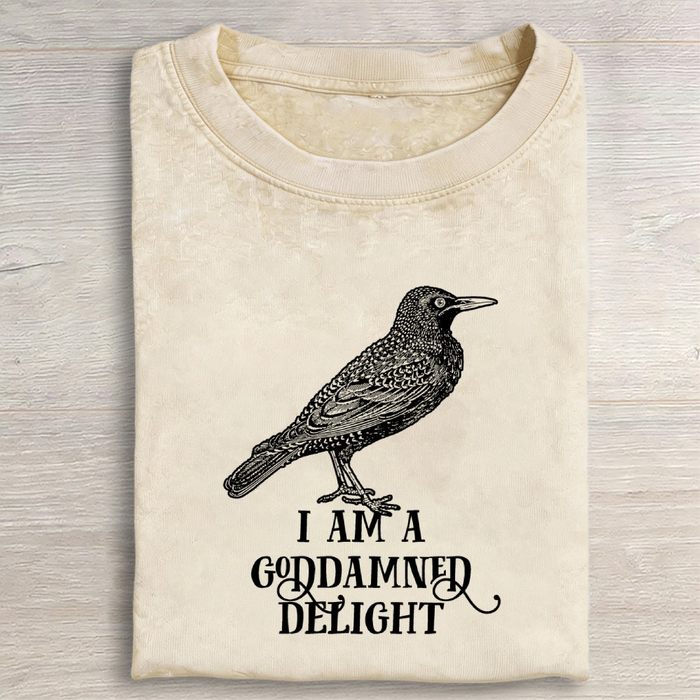 Unisex I Am A Goddamned Delight Printed Washed Tee