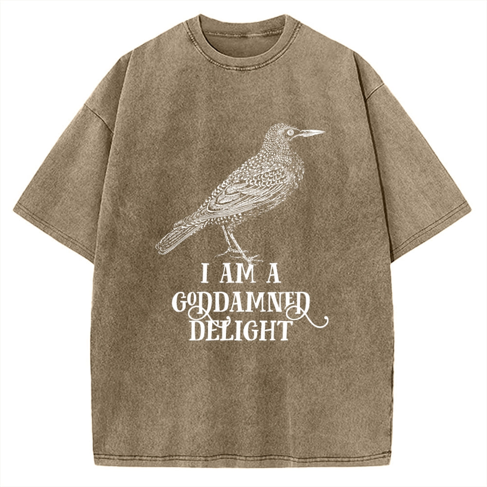 Unisex I Am A Goddamned Delight Printed Washed Tee
