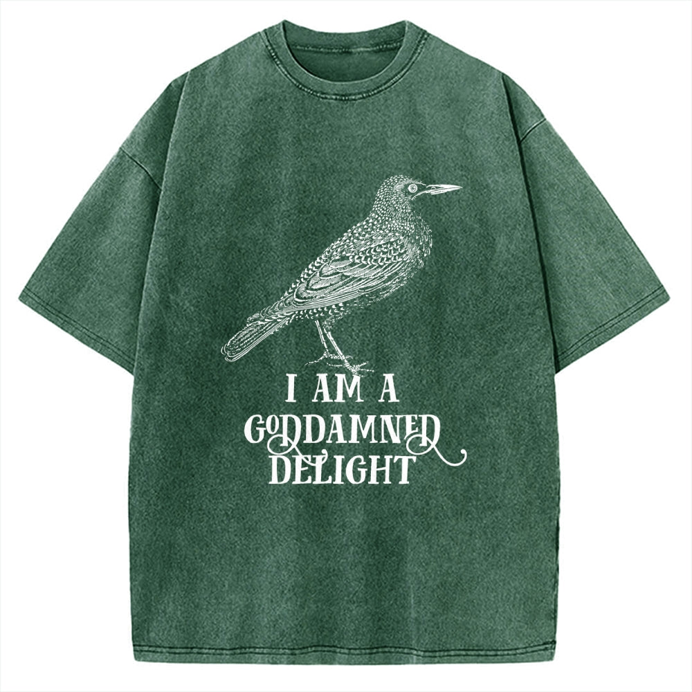 Unisex I Am A Goddamned Delight Printed Washed Tee