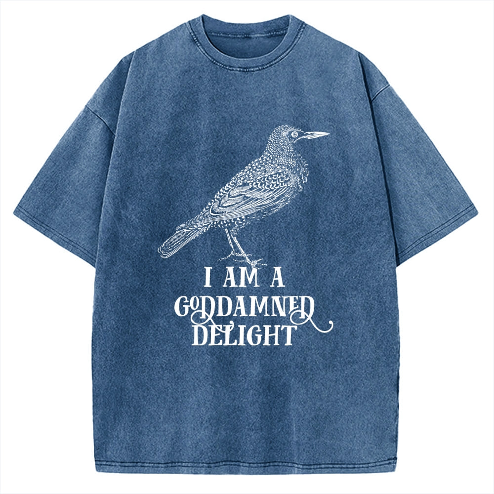 Unisex I Am A Goddamned Delight Printed Washed Tee
