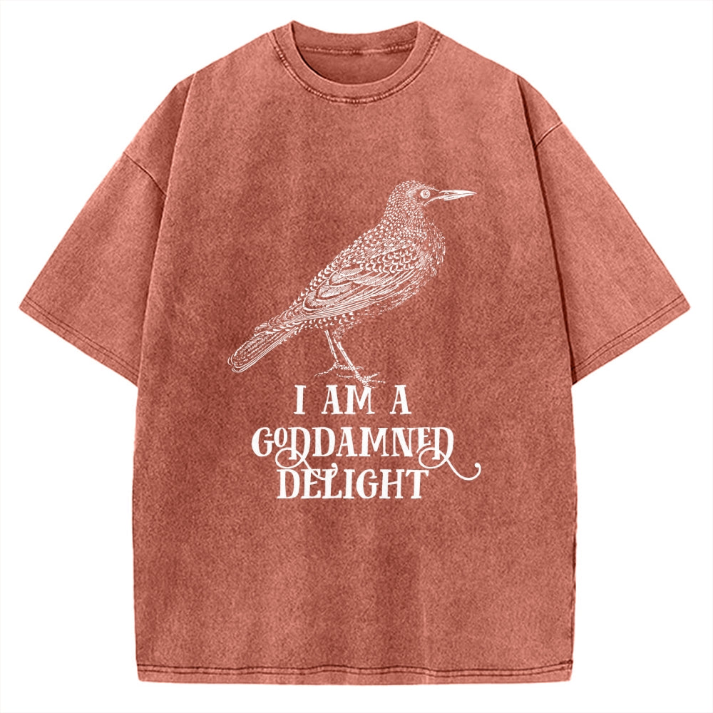 Unisex I Am A Goddamned Delight Printed Washed Tee