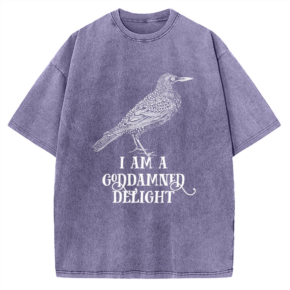 Unisex I Am A Goddamned Delight Printed Washed Tee