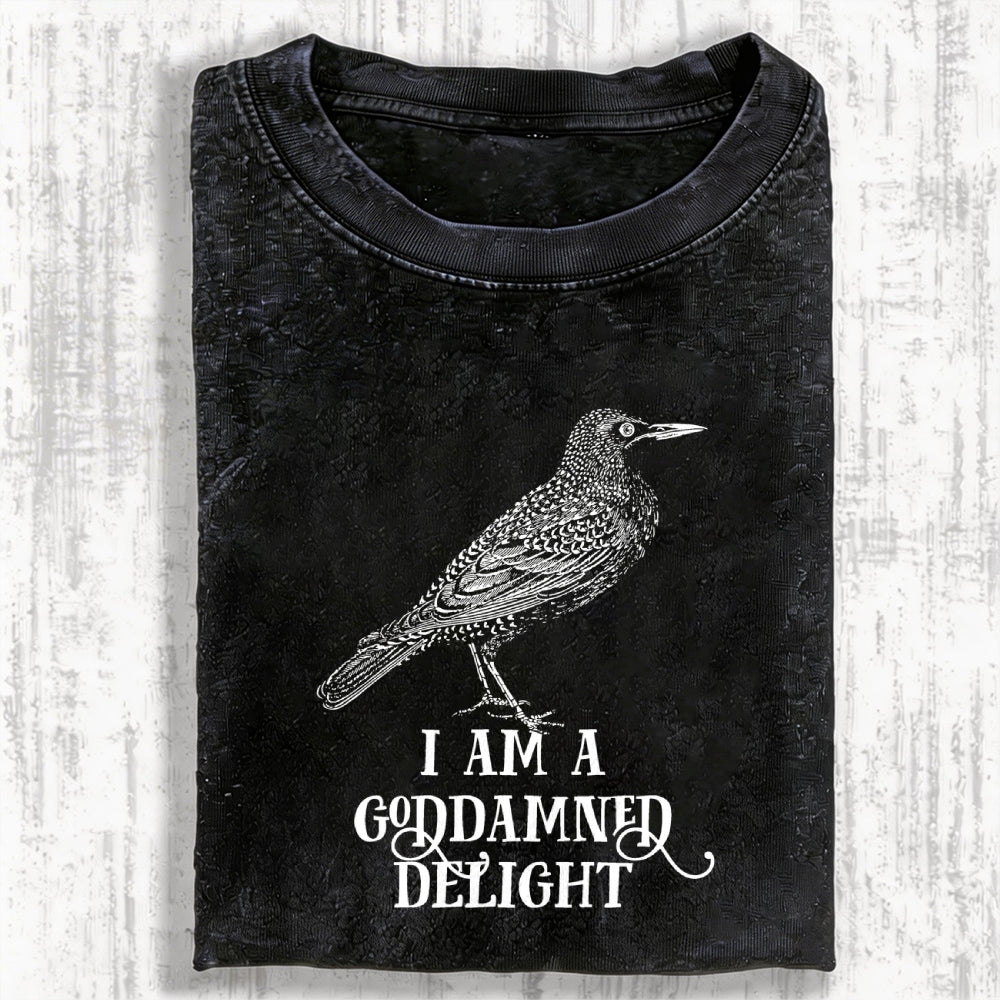 Unisex I Am A Goddamned Delight Printed Washed Tee