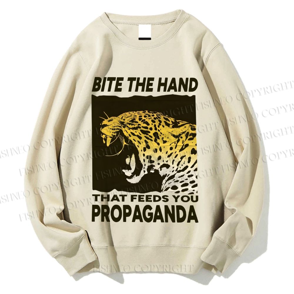 Unisex Bite the Hand That Feeds You Propaganda Panther Printed Sweatshirt