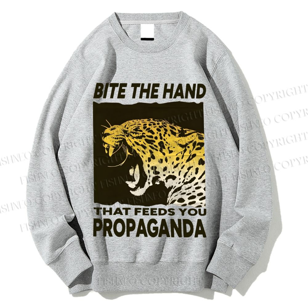 Unisex Bite the Hand That Feeds You Propaganda Panther Printed Sweatshirt
