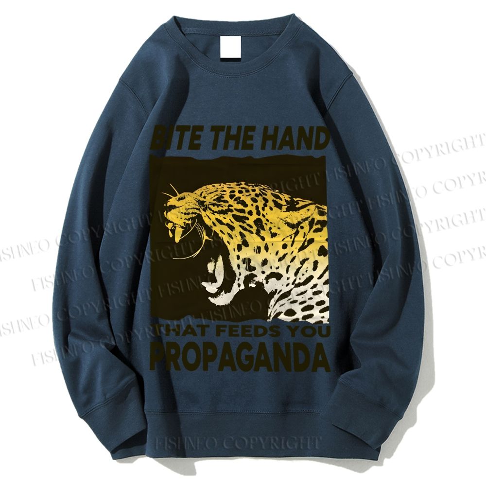 Unisex Bite the Hand That Feeds You Propaganda Panther Printed Sweatshirt