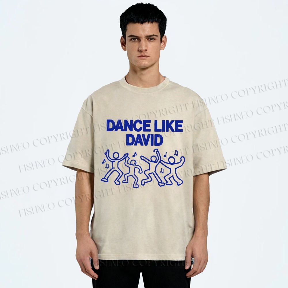 Unisex Dance Like David Printed Washed Tee