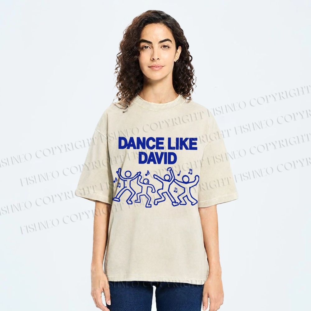 Unisex Dance Like David Printed Washed Tee