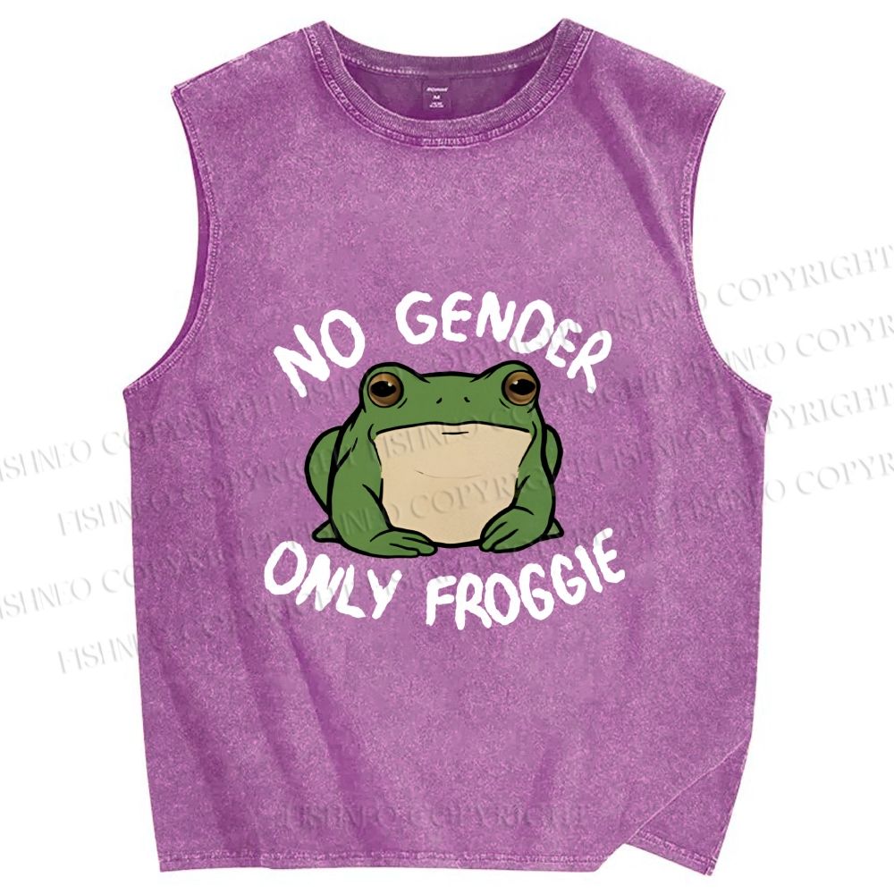 Unisex Funny Frog Declares Identity Freedom Printed Washed Tank Top