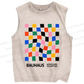 Unisex Bauhaus Square Printed Washed Tank Top