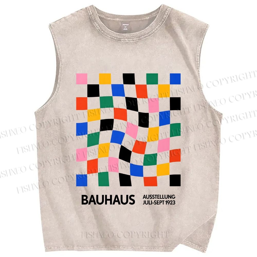 Unisex Bauhaus Square Printed Washed Tank Top