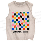 Unisex Bauhaus Square Printed Washed Tank Top