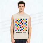 Unisex Bauhaus Square Printed Washed Tank Top