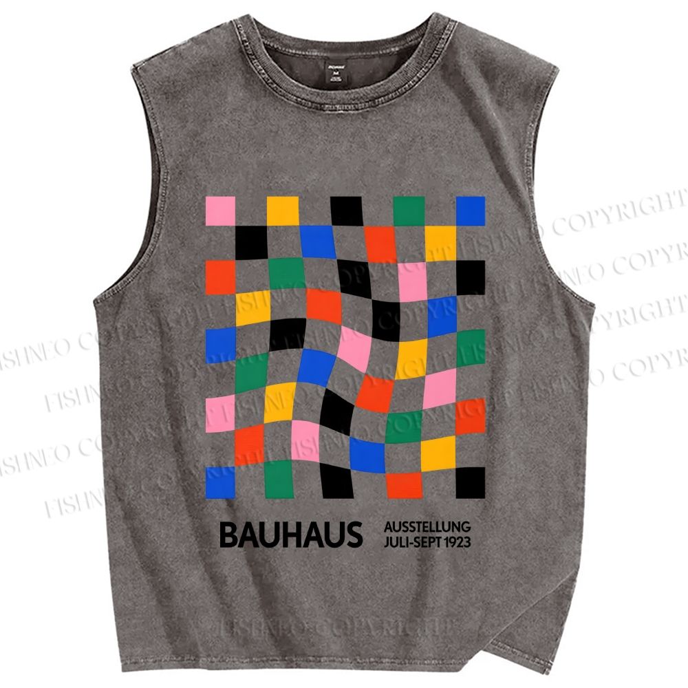 Unisex Bauhaus Square Printed Washed Tank Top