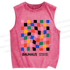 Unisex Bauhaus Square Printed Washed Tank Top