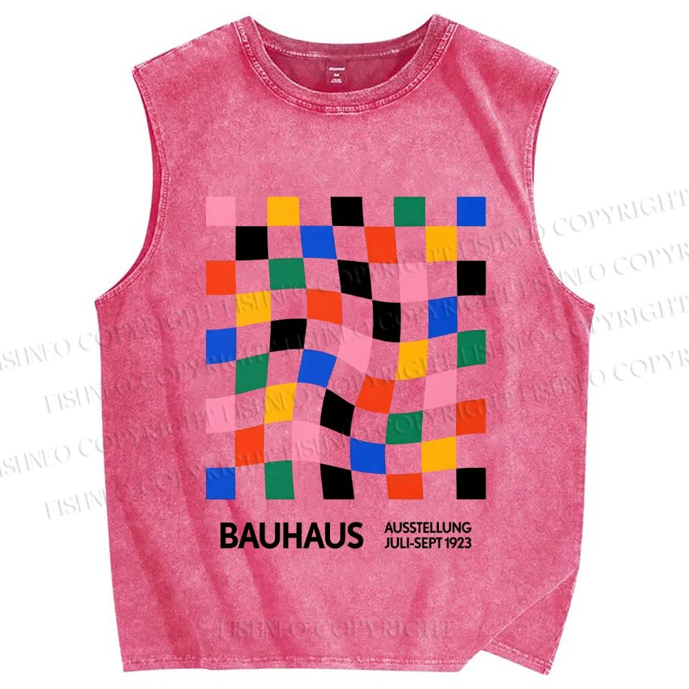 Unisex Bauhaus Square Printed Washed Tank Top