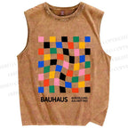 Unisex Bauhaus Square Printed Washed Tank Top