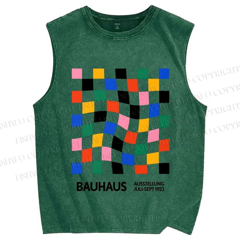 Unisex Bauhaus Square Printed Washed Tank Top