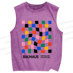 Unisex Bauhaus Square Printed Washed Tank Top