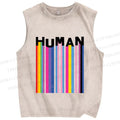 Unisex Pride Human Printed Washed Tank Top