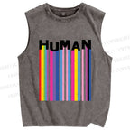 Unisex Pride Human Printed Washed Tank Top