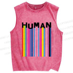 Unisex Pride Human Printed Washed Tank Top