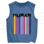 Unisex Pride Human Printed Washed Tank Top