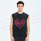 Unisex Pride Queer Heart Printed Washed Tank Top