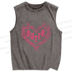 Unisex Pride Queer Heart Printed Washed Tank Top