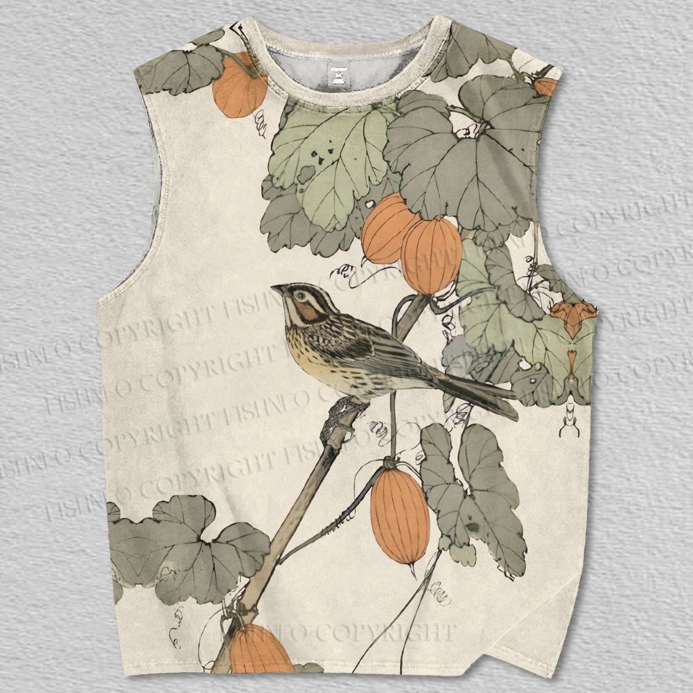 Unisex Vintage Bird Printed Tank Top
