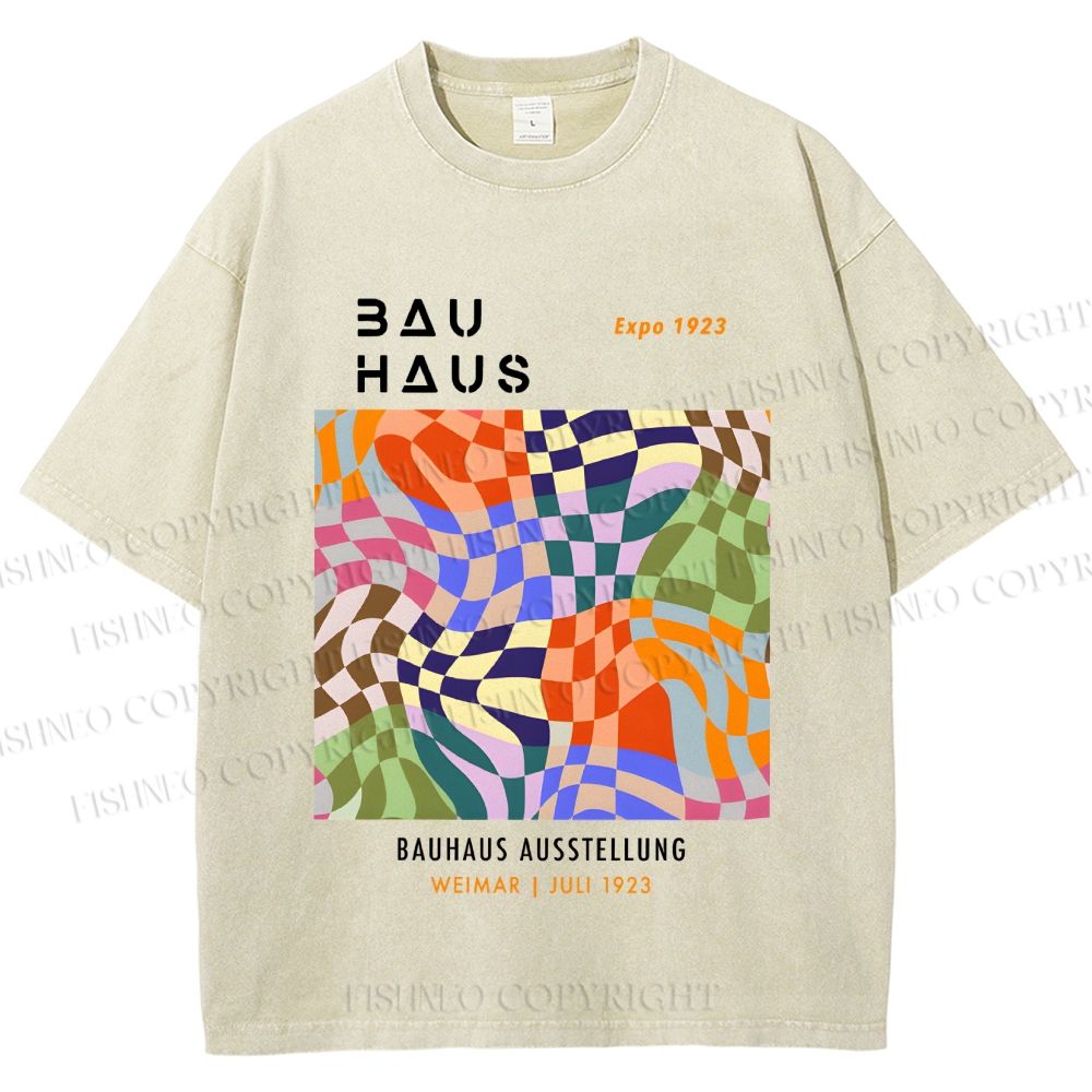 Unisex Bauhaus Distorted Space Printed Washed Tee