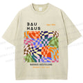 Unisex Bauhaus Distorted Space Printed Washed Tee
