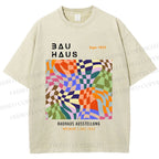 Unisex Bauhaus Distorted Space Printed Washed Tee