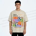 Unisex Bauhaus Distorted Space Printed Washed Tee