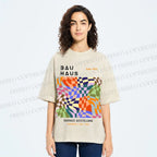 Unisex Bauhaus Distorted Space Printed Washed Tee