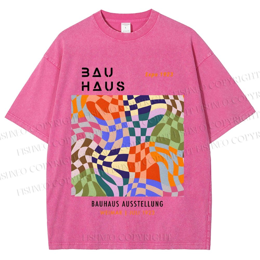 Unisex Bauhaus Distorted Space Printed Washed Tee