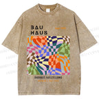 Unisex Bauhaus Distorted Space Printed Washed Tee