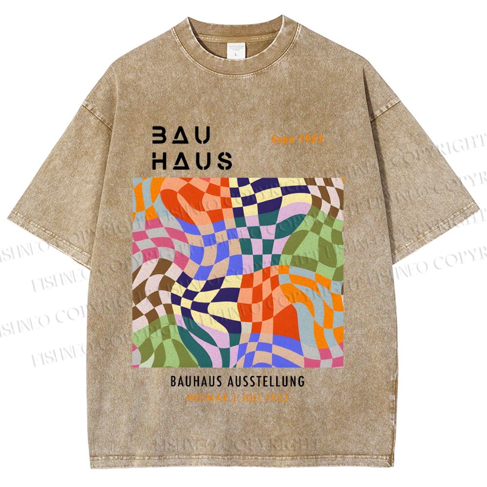 Unisex Bauhaus Distorted Space Printed Washed Tee