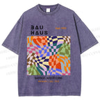 Unisex Bauhaus Distorted Space Printed Washed Tee