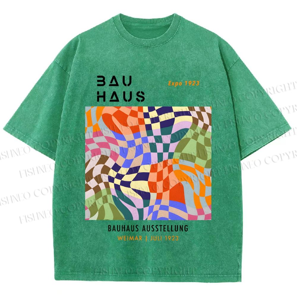 Unisex Bauhaus Distorted Space Printed Washed Tee