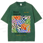 Unisex Bauhaus Distorted Space Printed Washed Tee