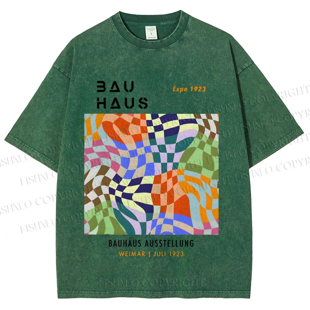 Unisex Bauhaus Distorted Space Printed Washed Tee