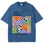 Unisex Bauhaus Distorted Space Printed Washed Tee