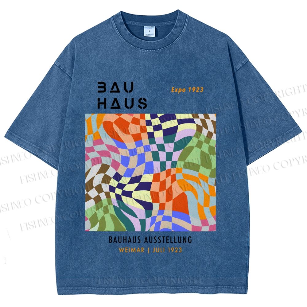 Unisex Bauhaus Distorted Space Printed Washed Tee