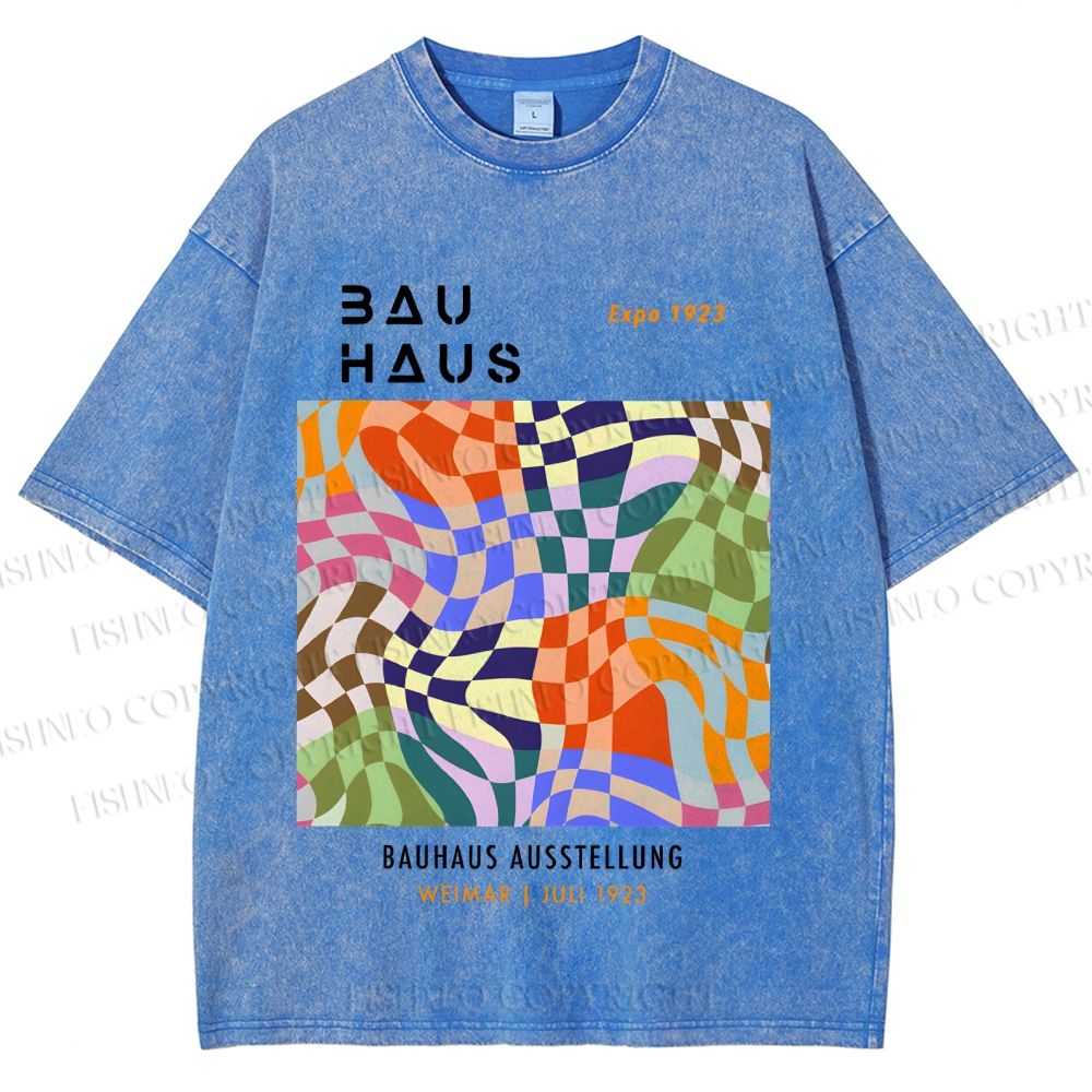 Unisex Bauhaus Distorted Space Printed Washed Tee