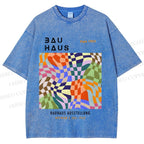 Unisex Bauhaus Distorted Space Printed Washed Tee