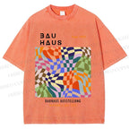 Unisex Bauhaus Distorted Space Printed Washed Tee