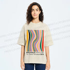 Unisex Bauhaus Multicolor Line Printed Washed Tee
