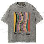 Unisex Bauhaus Multicolor Line Printed Washed Tee